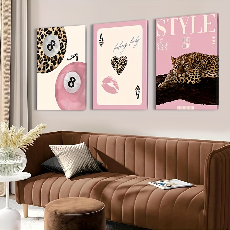 Photography Design - 3 stuks luipaard- en cheetah-canvas wanddecoratie,