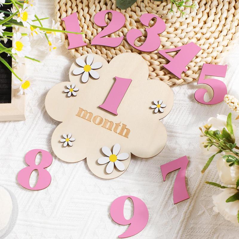 Photography Cheat Sheet - Houten baby maandelijkse mijlpaalkaarten bloemen dubbele