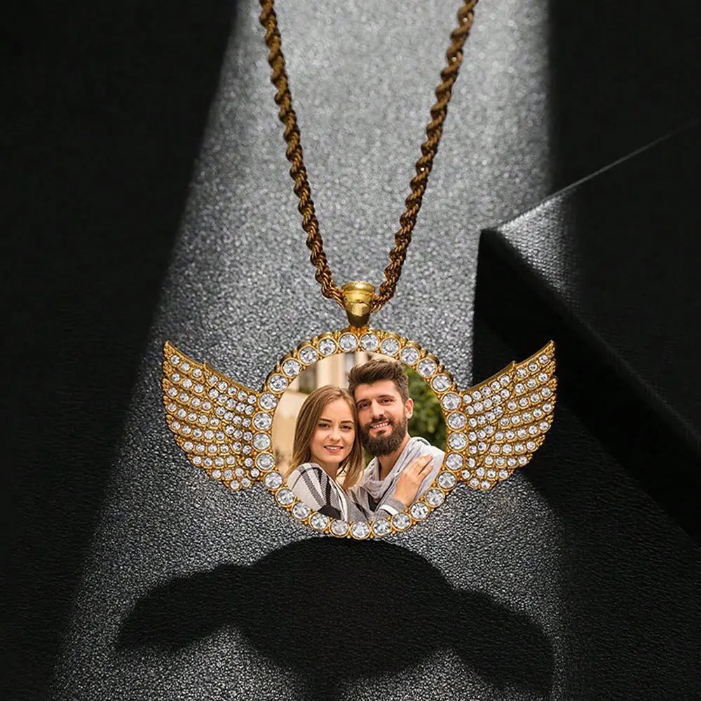 Photographic Memory - Aangepaste foto Crystal Angel Wing ketting